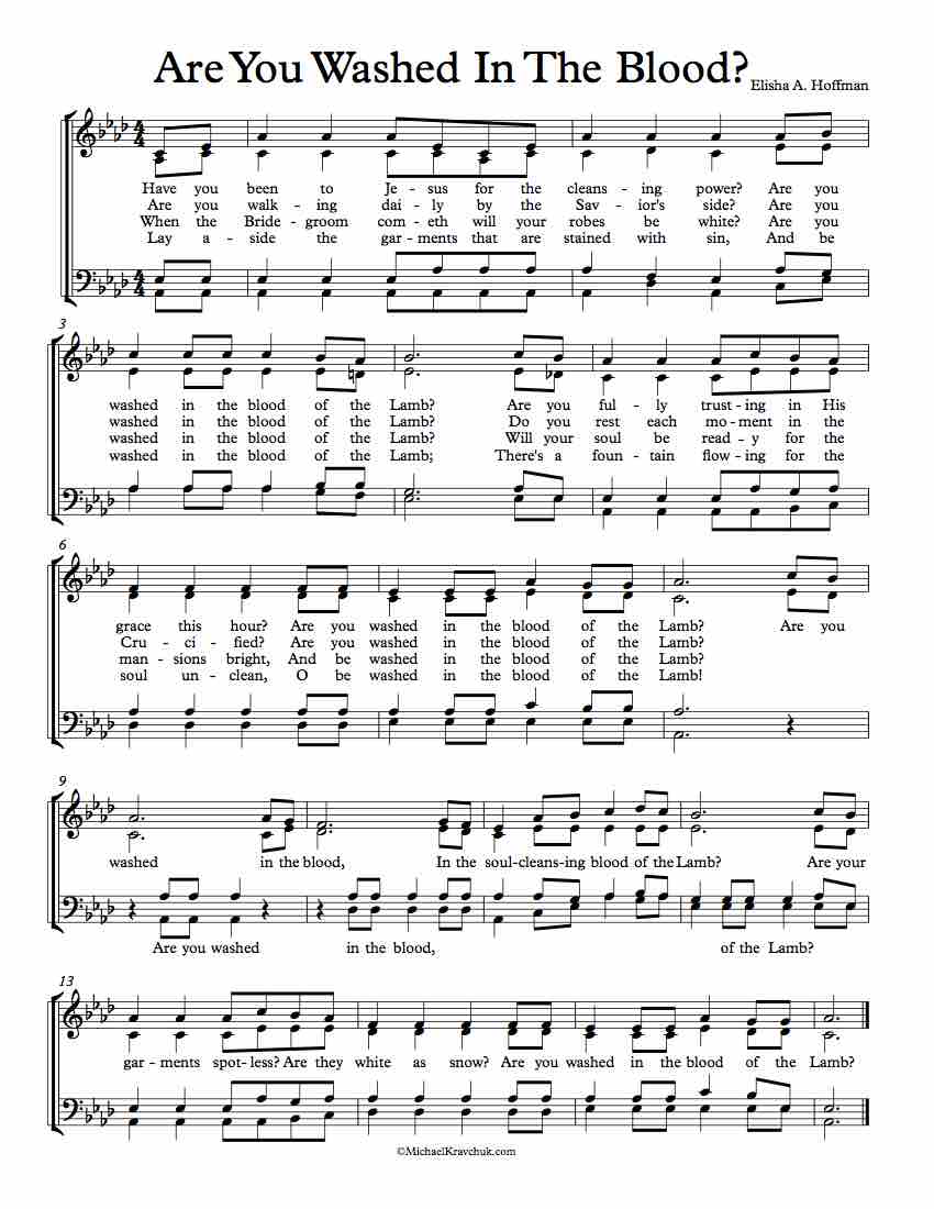 Free Choir Sheet Music - Are You Washed In The Blood?
