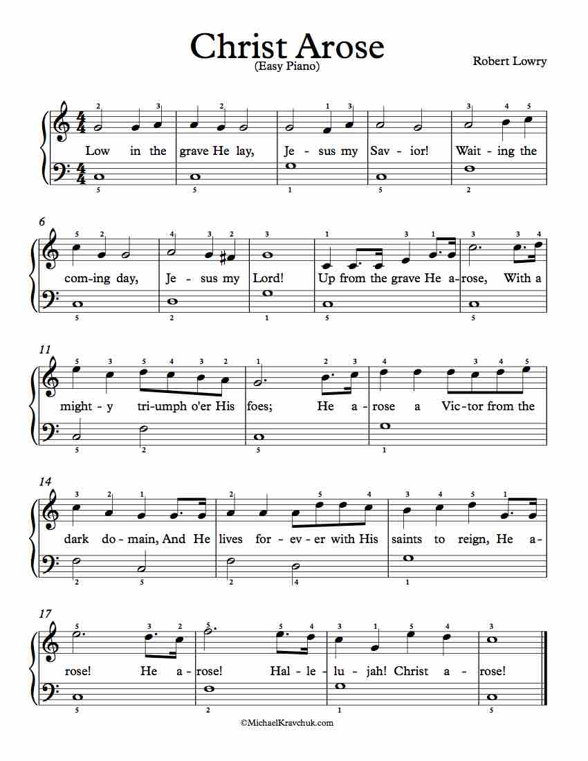 Easy/Beginner Piano Arrangement of Christ Arose