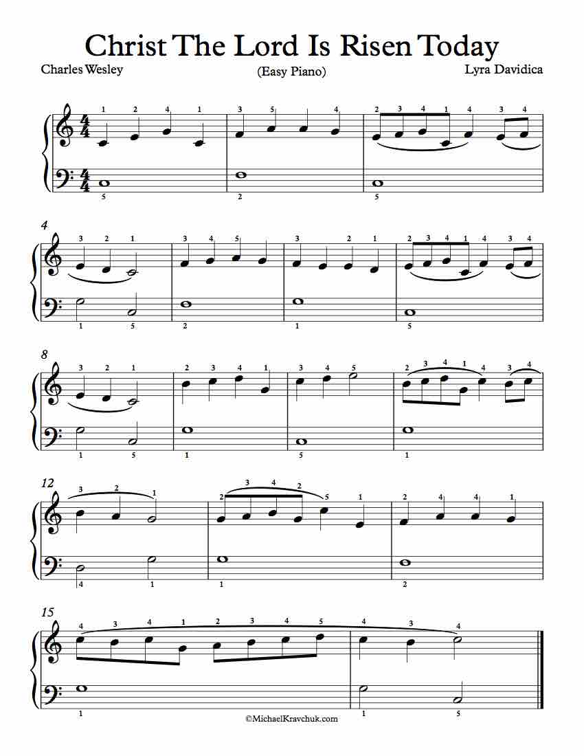Easy/Beginner Piano Arrangement of Christ The Lord Is Risen Today