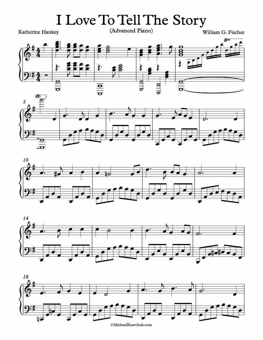 Free Piano Arrangement Sheet Music – I Love To Tell The Story - Advanced