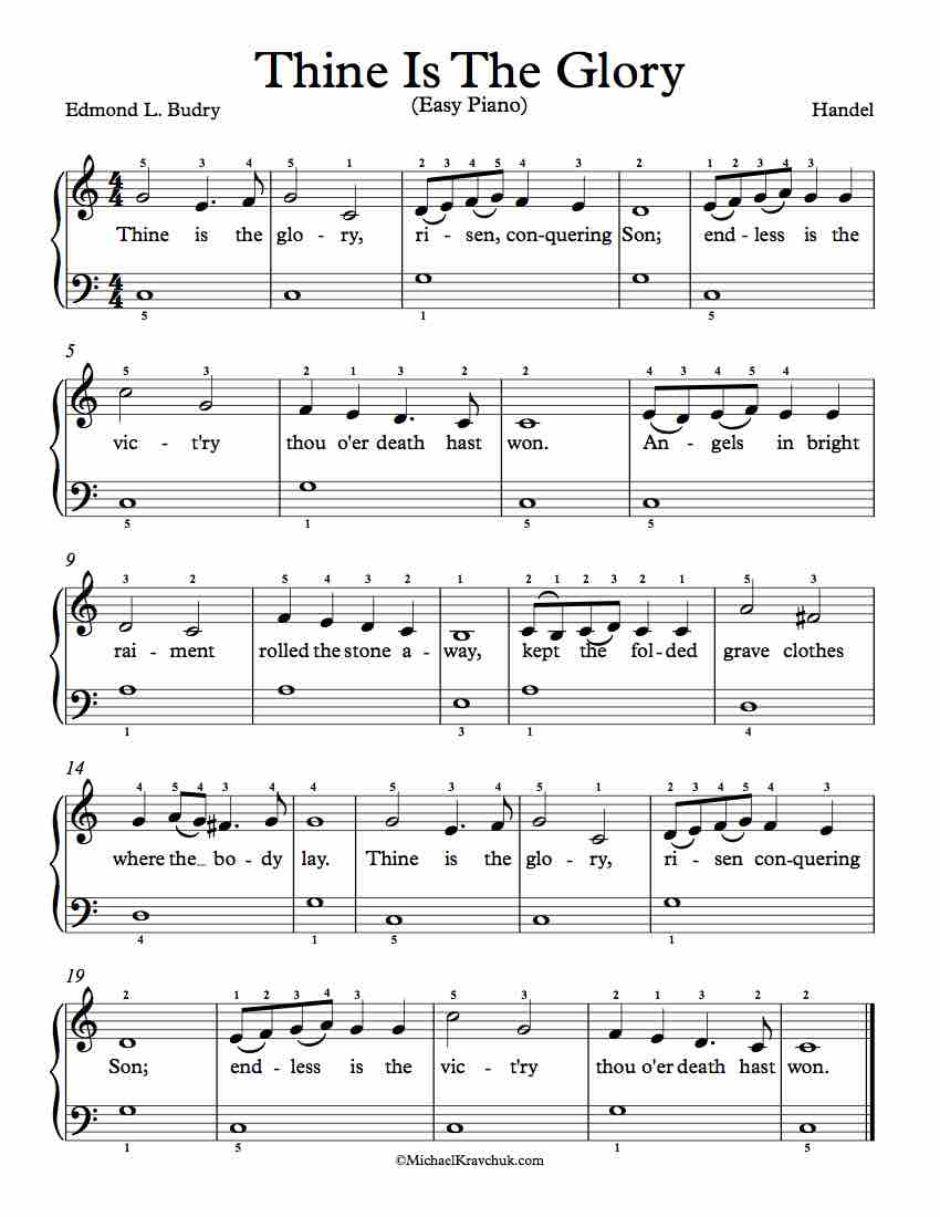 Free Piano Arrangement Sheet Music – Thine Is The Glory - Easy