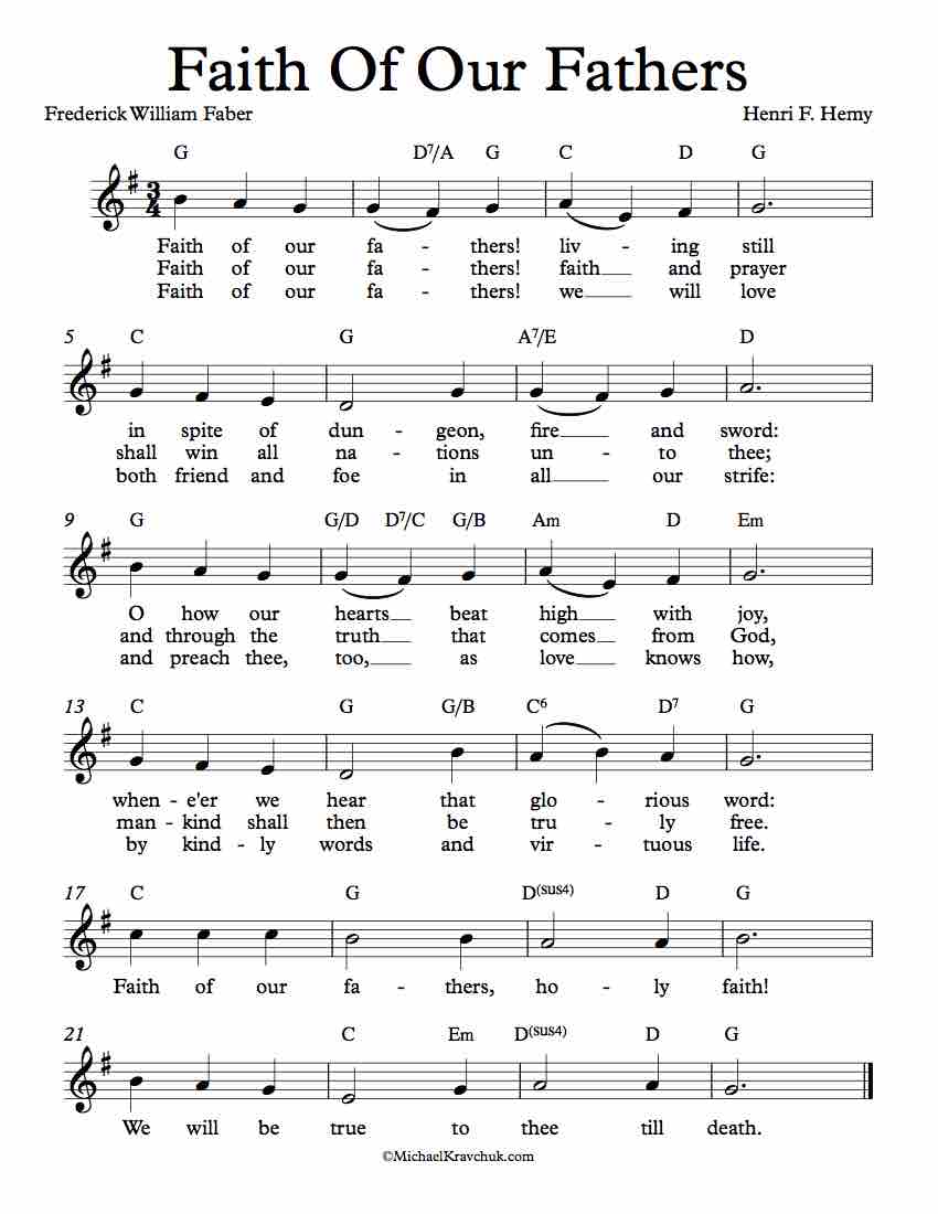 Free Lead Sheet - Faith Of Our Fathers