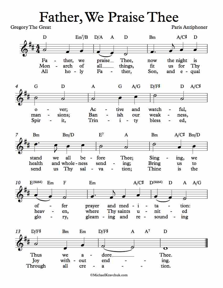 Free Lead Sheet -  Father, We Praise Thee