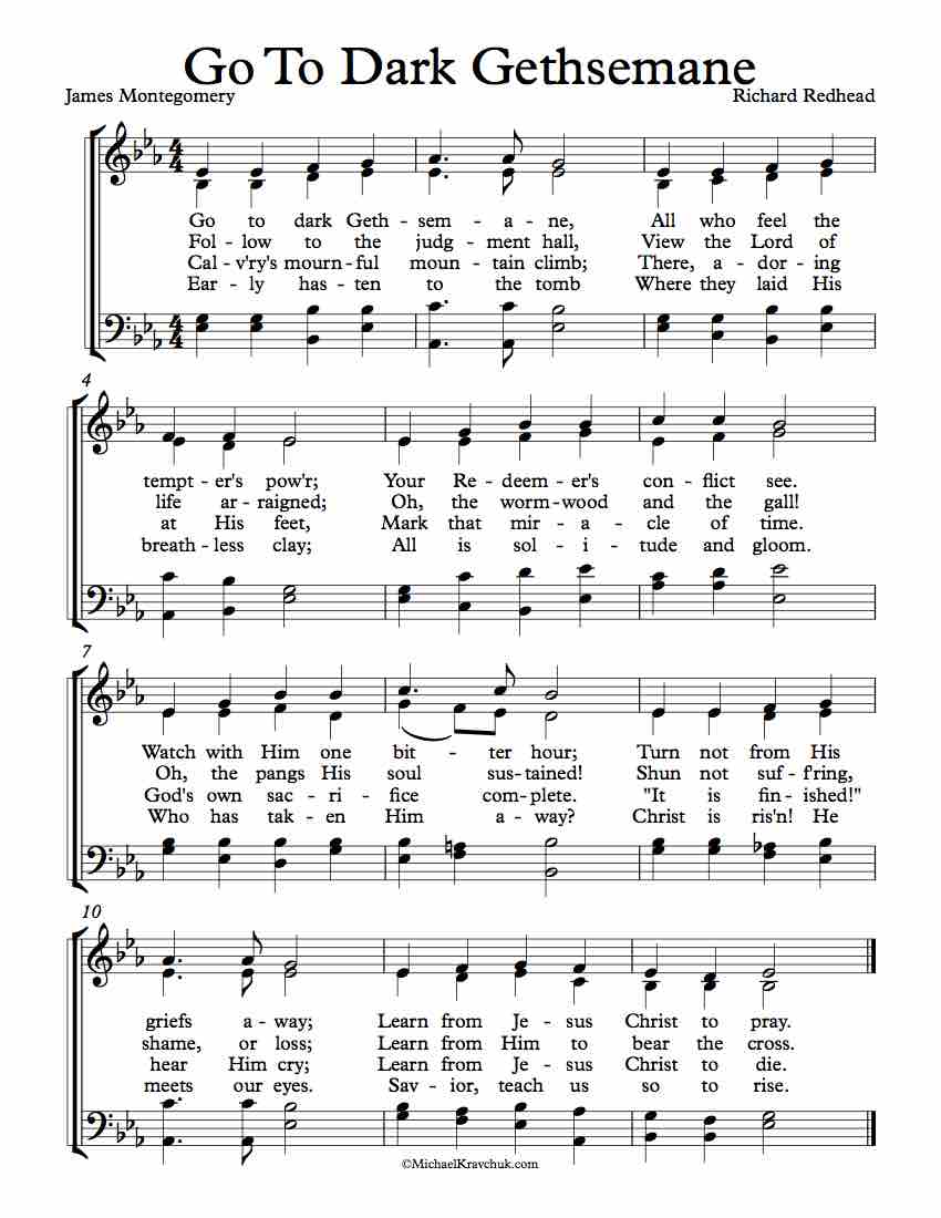 Free Choir Sheet Music - Go To Dark Gethsemane