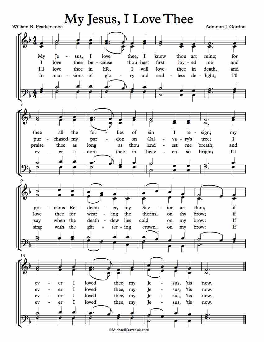 Free Choir Sheet Music - My Jesus, I Love Thee