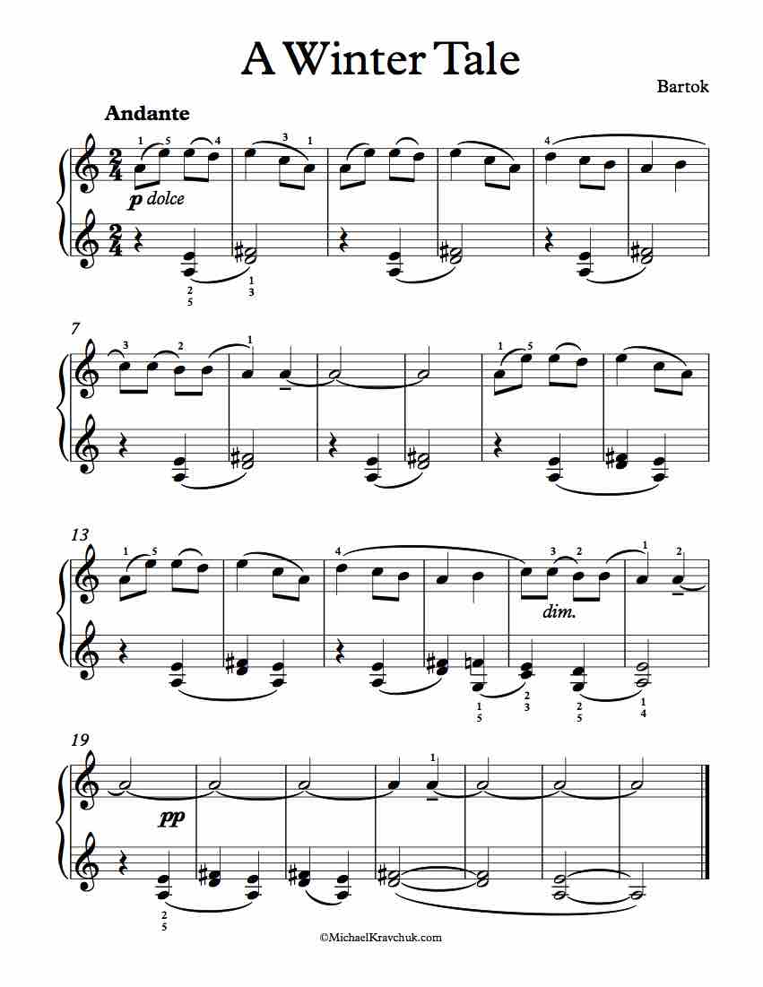 Free Piano Sheet Music - A Winter Tale - Bartok