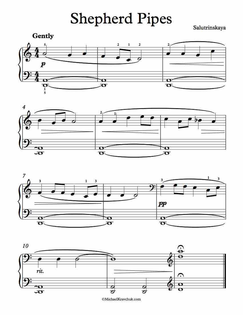 Free Piano Sheet Music - Shepherd Pipes - Salutrinskaya