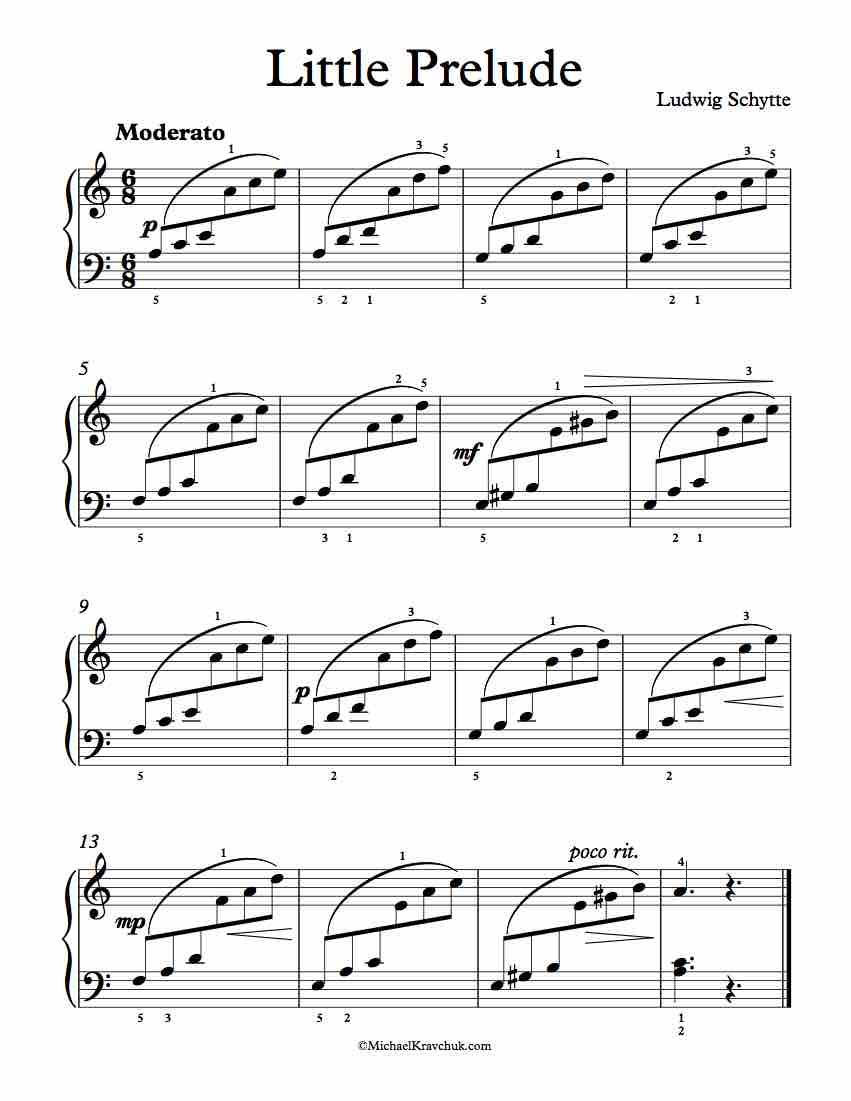 Free Piano Sheet Music - Little Prelude - Ludwig Schytte