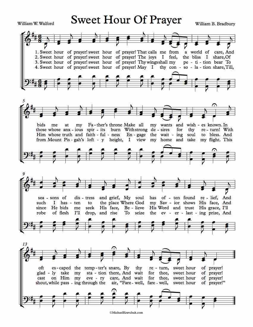 Free Choir Sheet Music - Sweet Hour Of Prayer