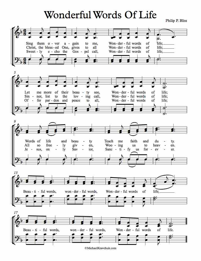 Free Choir Sheet Music - Wonderful Words Of Life
