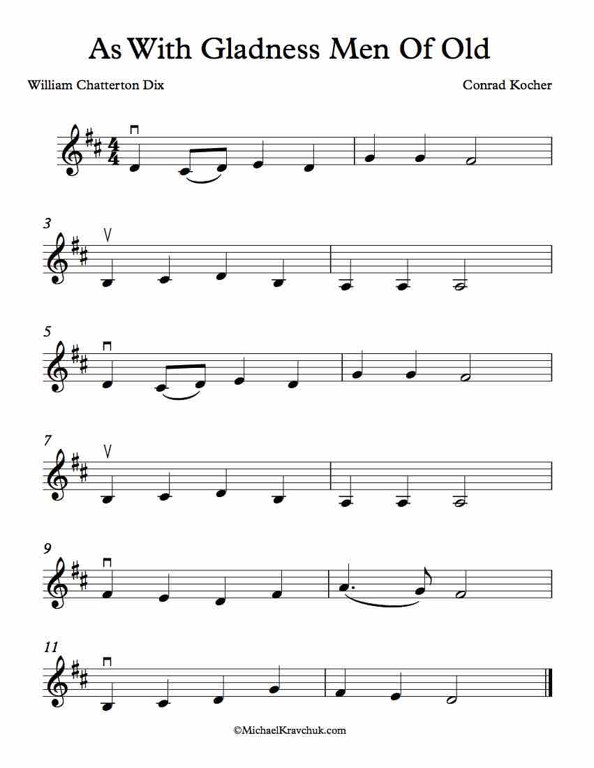Free Violin Sheet Music - As With Gladness Men Of Old