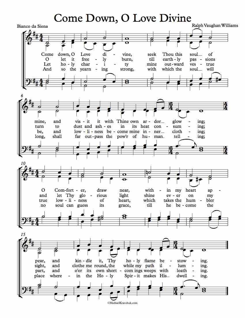 Free Choir Sheet Music - Come Down, O Love Divine