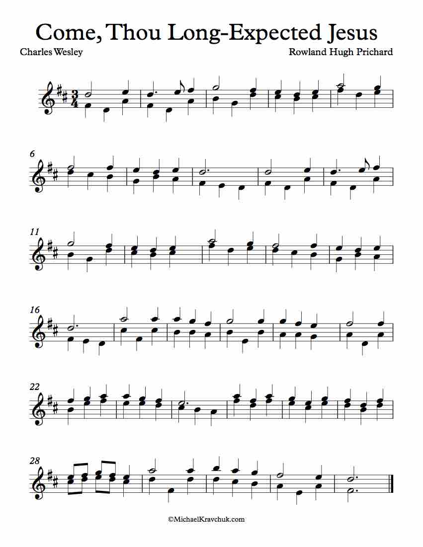 Free Violin Duet Sheet Music - Come, Thou Long-Expected Jesus