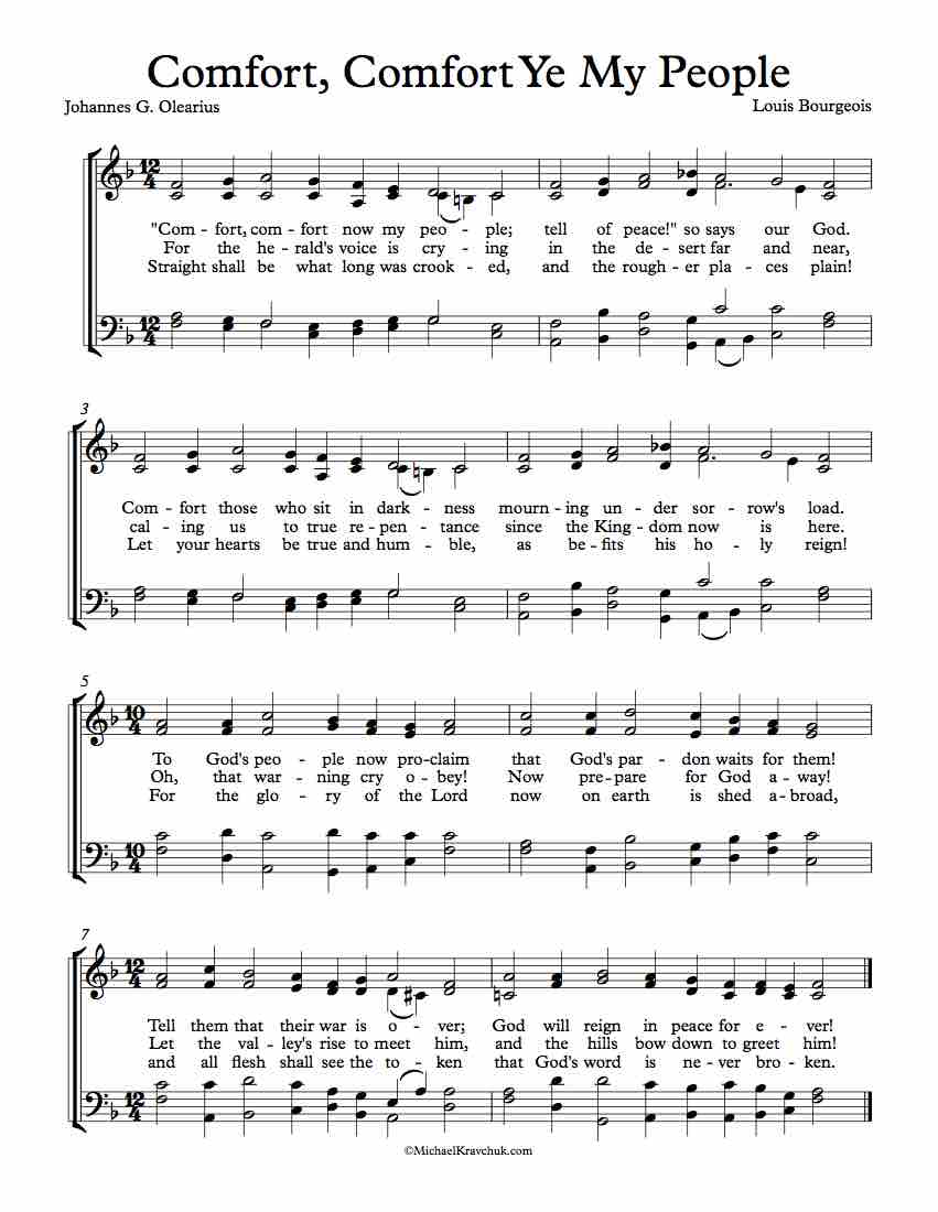 Free Choir Sheet Music - Comfort, Comfort Ye My People