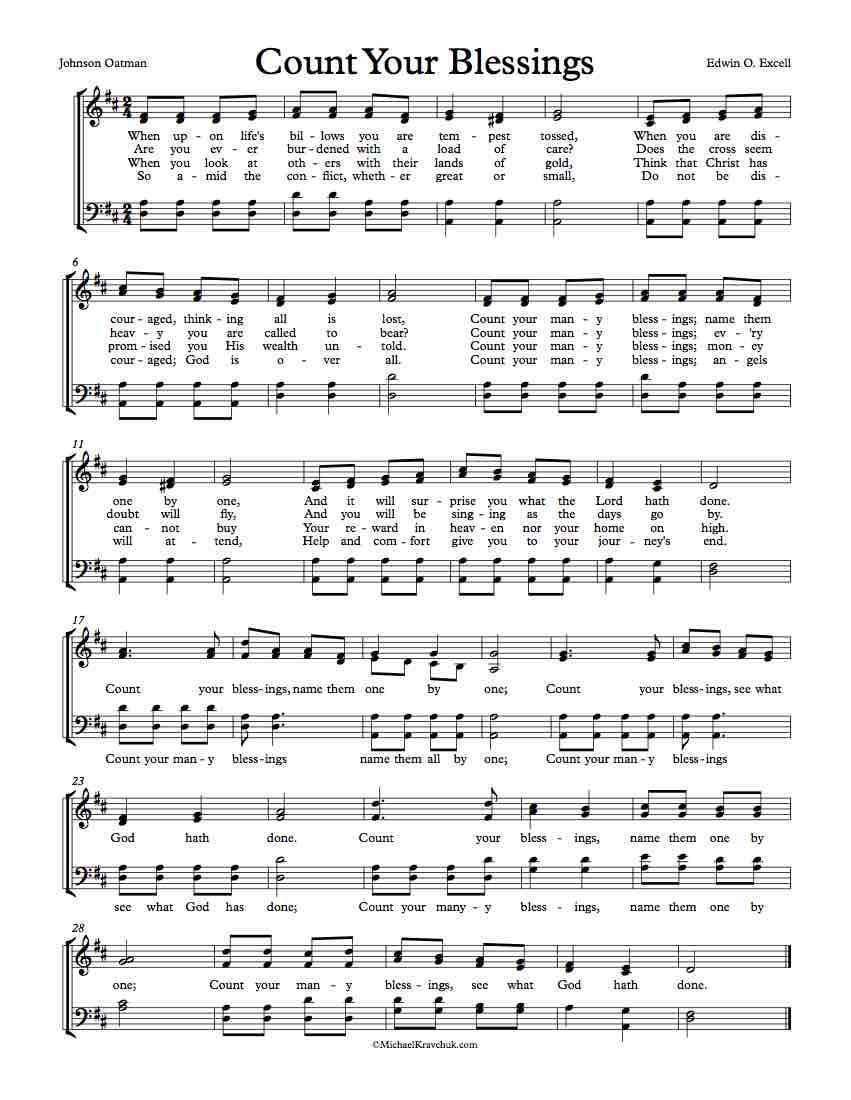 Free Choir Sheet Music - Count Your Blessings