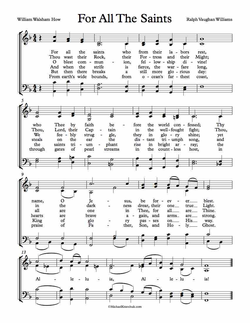 Free Choir Sheet Music - For All The Saints