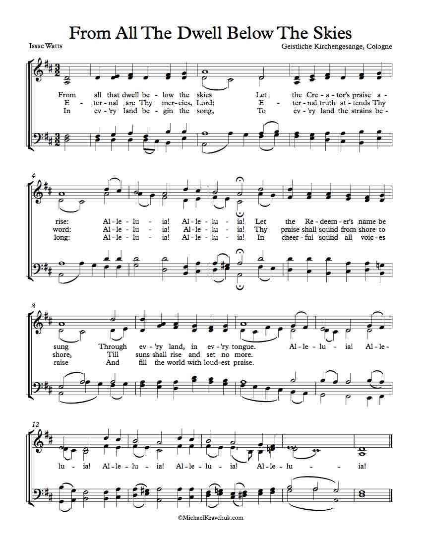 Free Choir Sheet Music - From All The Dwell Below The Skies