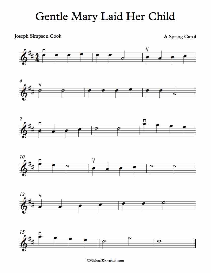 Free Violin Sheet Music - Gentle Mary Laid Her Child