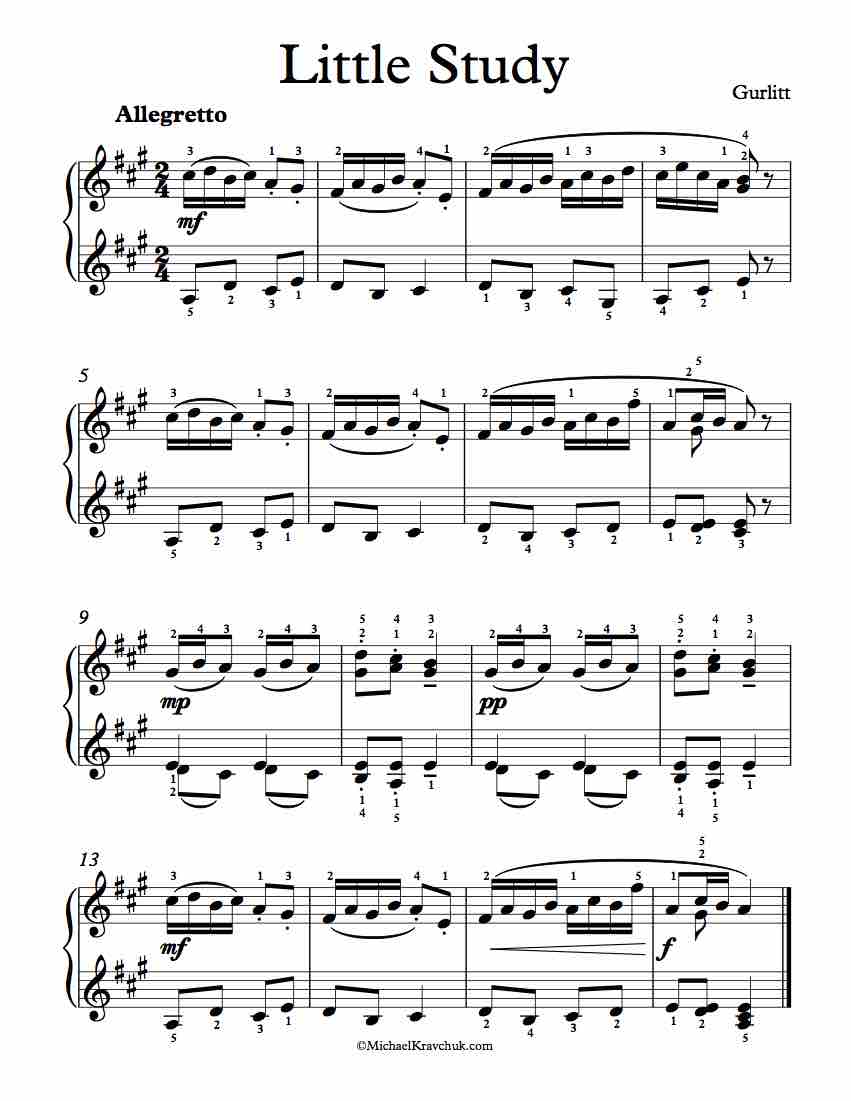 Free Piano Sheet Music - Little Study - Cornelius Gurlitt