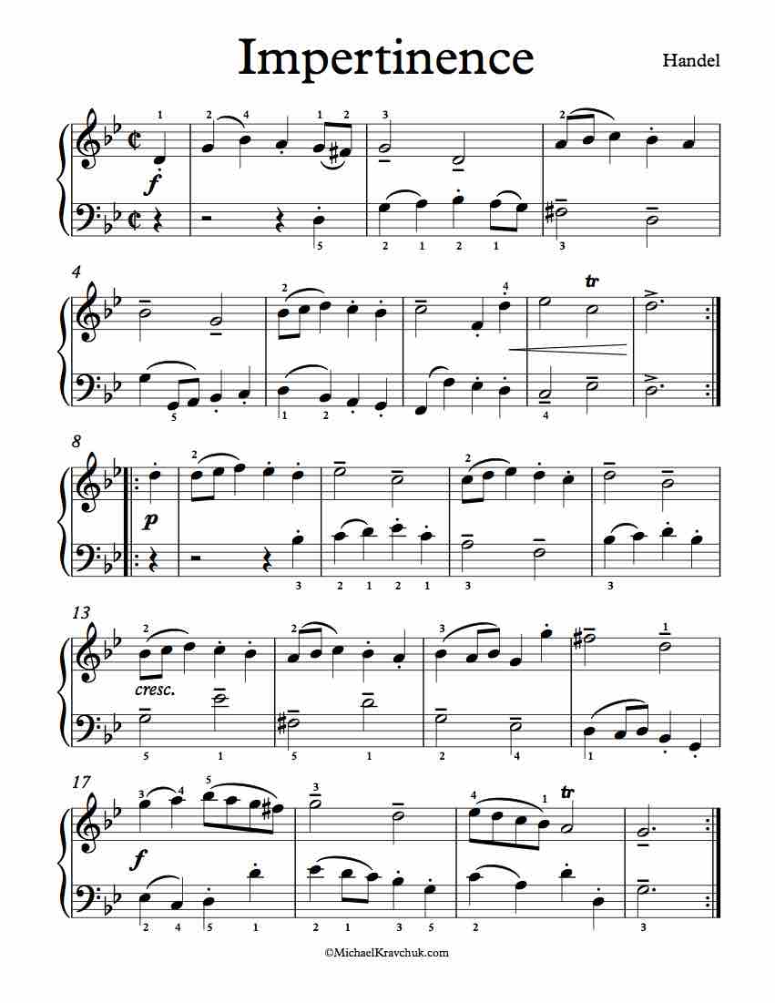 Free Piano Sheet Music - Impertinence - Handel