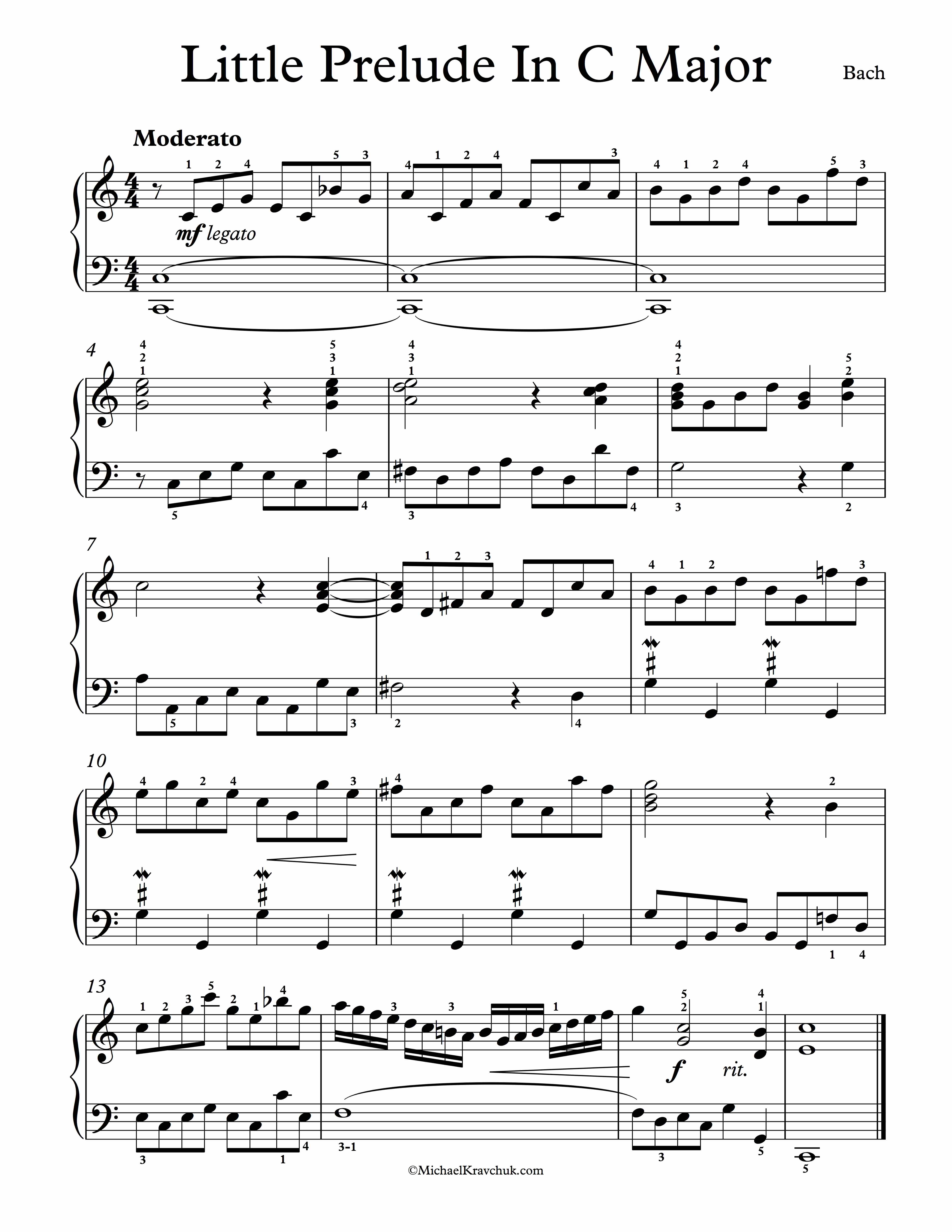 Bach Prelude In C Free Sheet Music