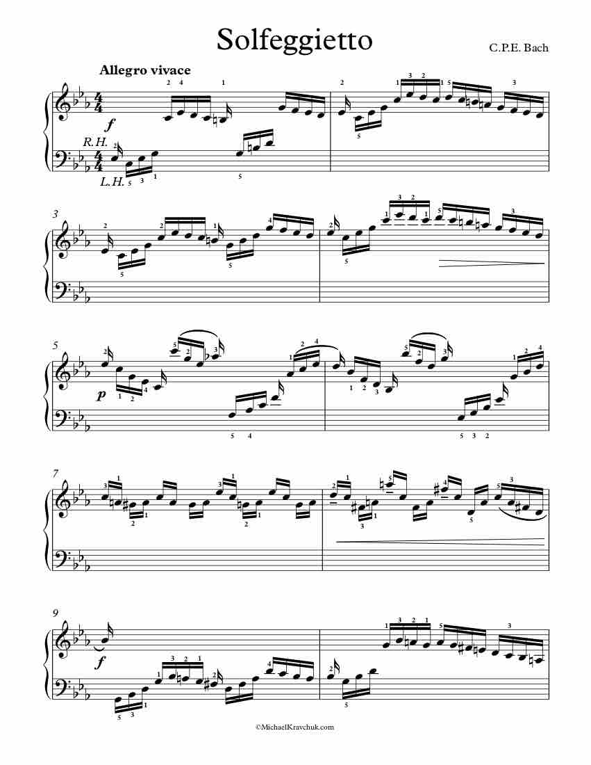 Free Piano Sheet Music - Solfeggietto - C.P.E Bach