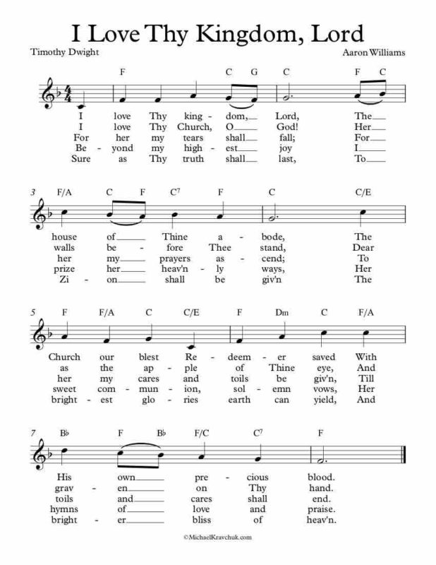 Free Lead Sheet – I Love Thy Kingdom, Lord – Michael Kravchuk