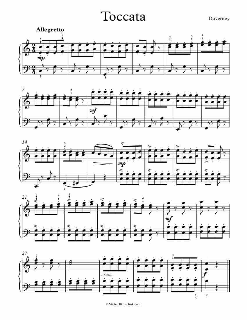 Free Piano Sheet Music - Toccata - Duvernoy 