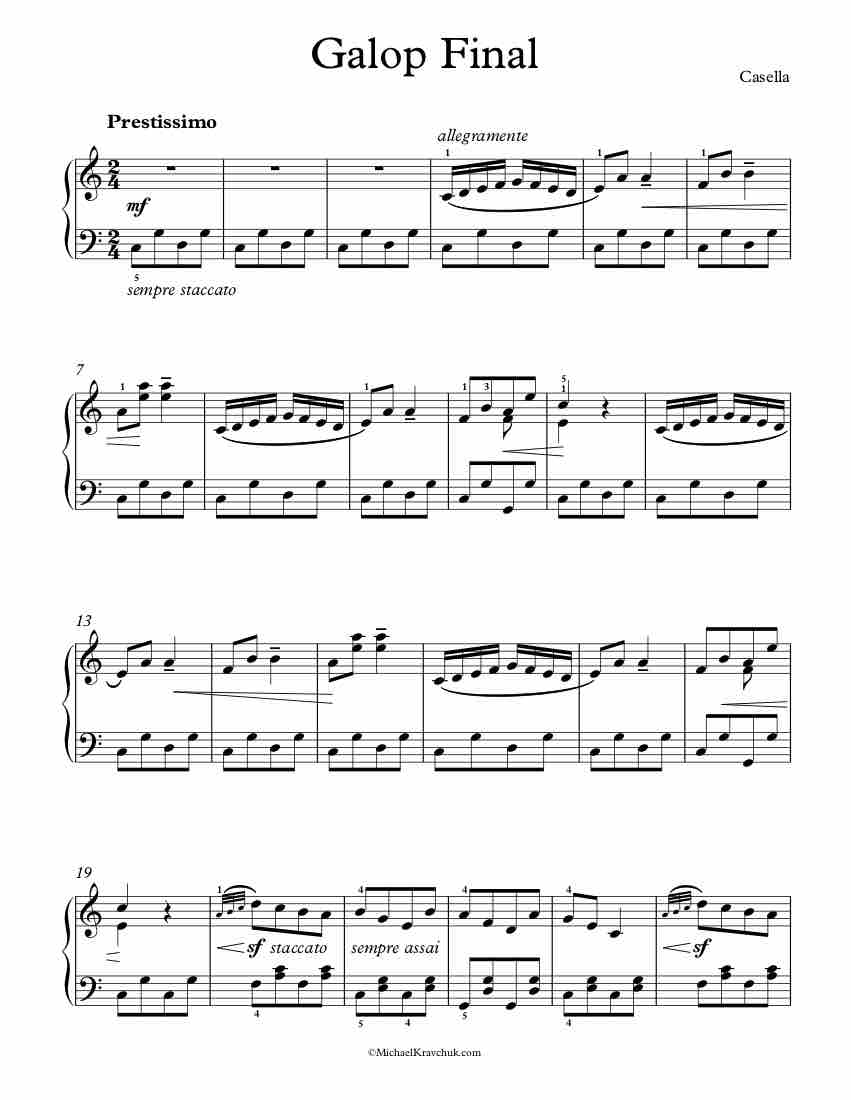 Free Piano Sheet Music - Galop Final - Casella