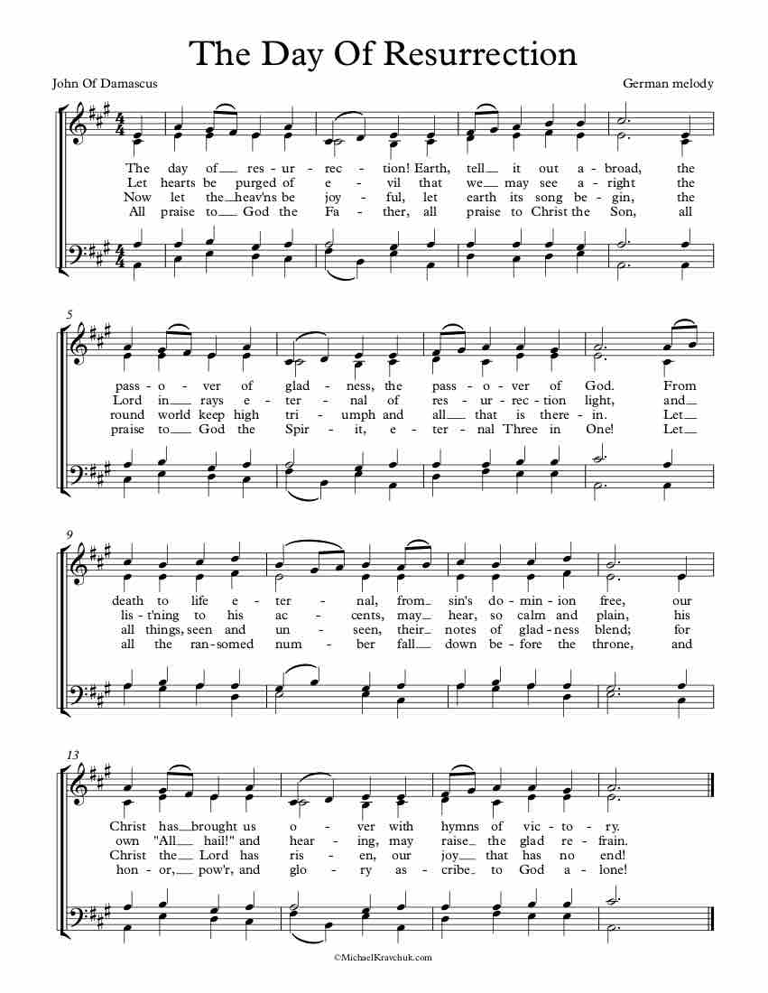 Free Choir Sheet Music - The Day Of Resurrection