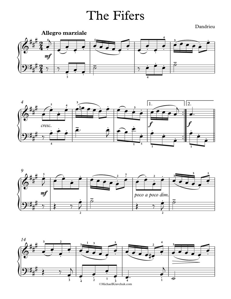 Free Piano Sheet Music - The Fifers - Dandrieu