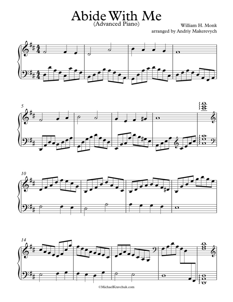 Free Piano Arrangement Sheet Music - Abide With Me