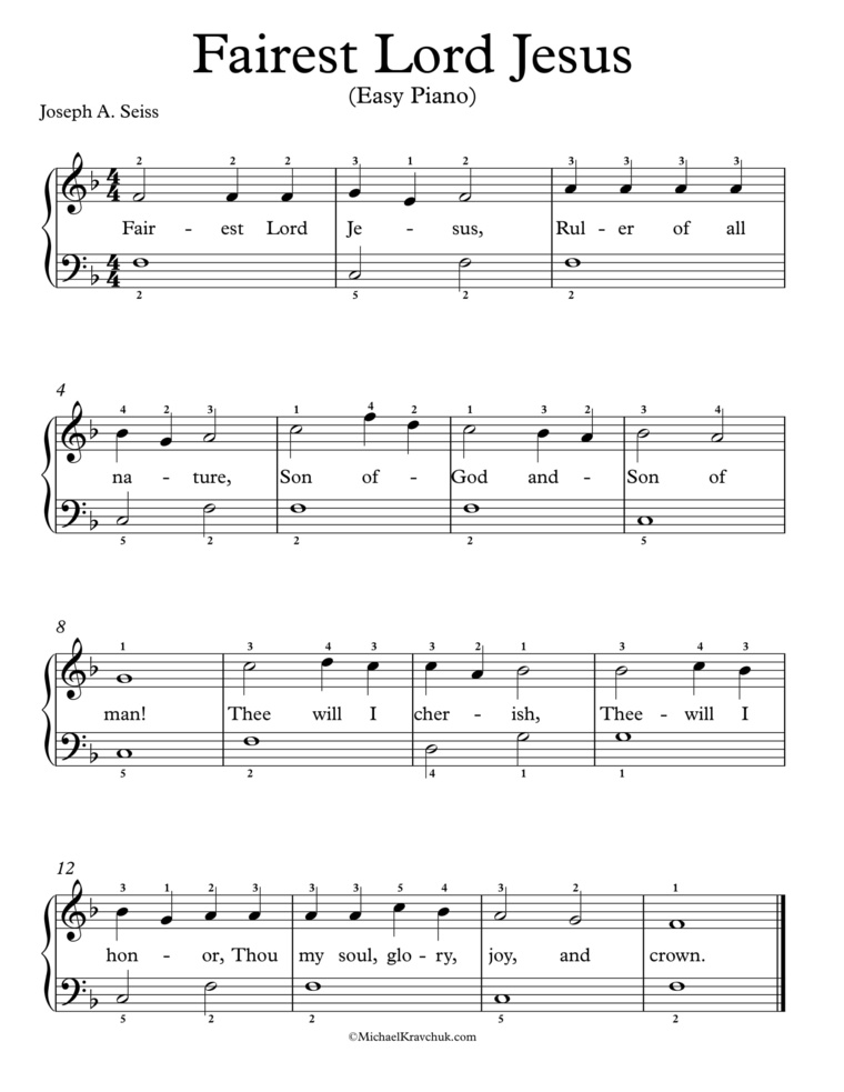 Free Piano Arrangement Sheet Music - Fairest Lord Jesus