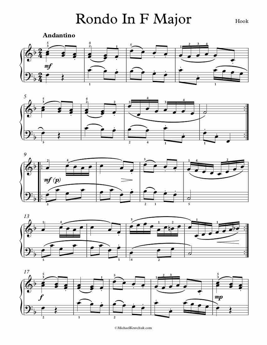 Free Piano Sheet Music - Rondo In F Major - Hook