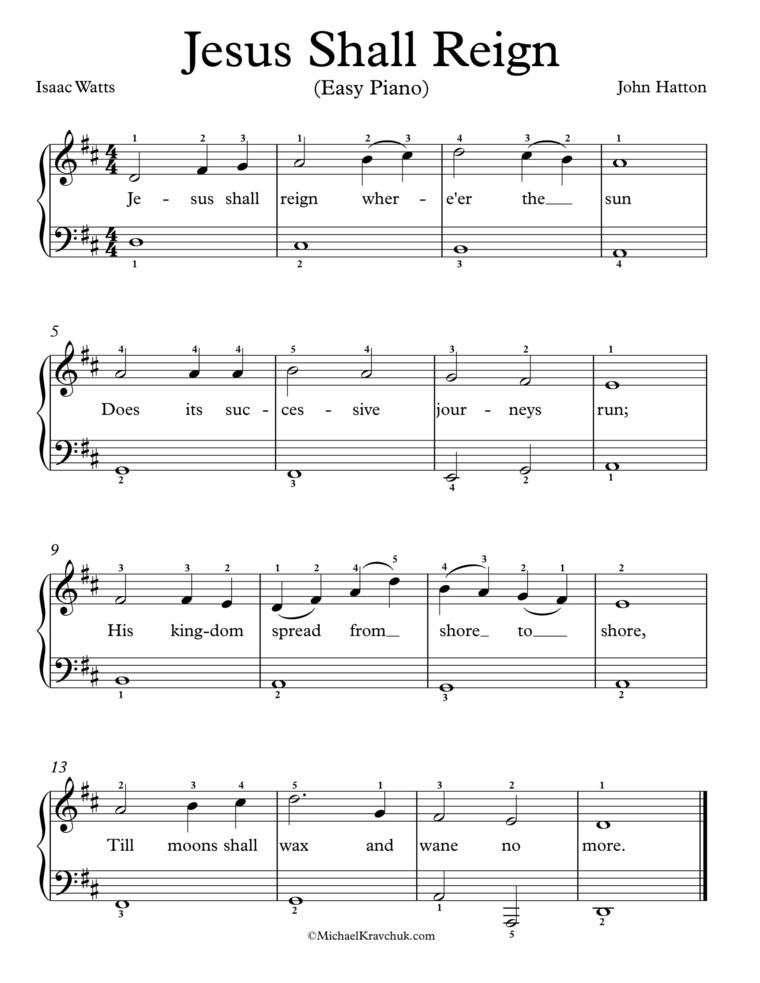 Free Piano Arrangement Sheet Music - Jesus Shall Reign
