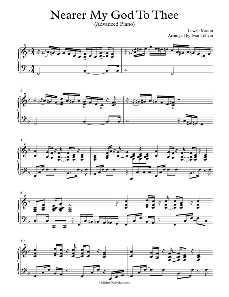 Free Piano Arrangement Sheet Music - Nearer My God To Thee