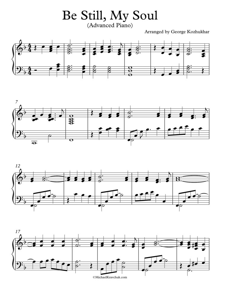 Free Piano Arrangement Sheet Music - Be Still, My Soul