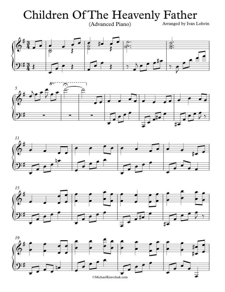 Free Piano Arrangement Sheet Music - Children Of The Heavenly Father