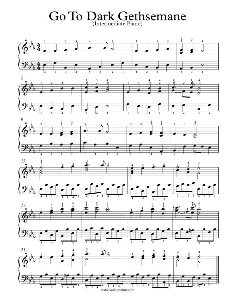 Free Piano Arrangement Sheet Music - Go To Dark Gethsemane