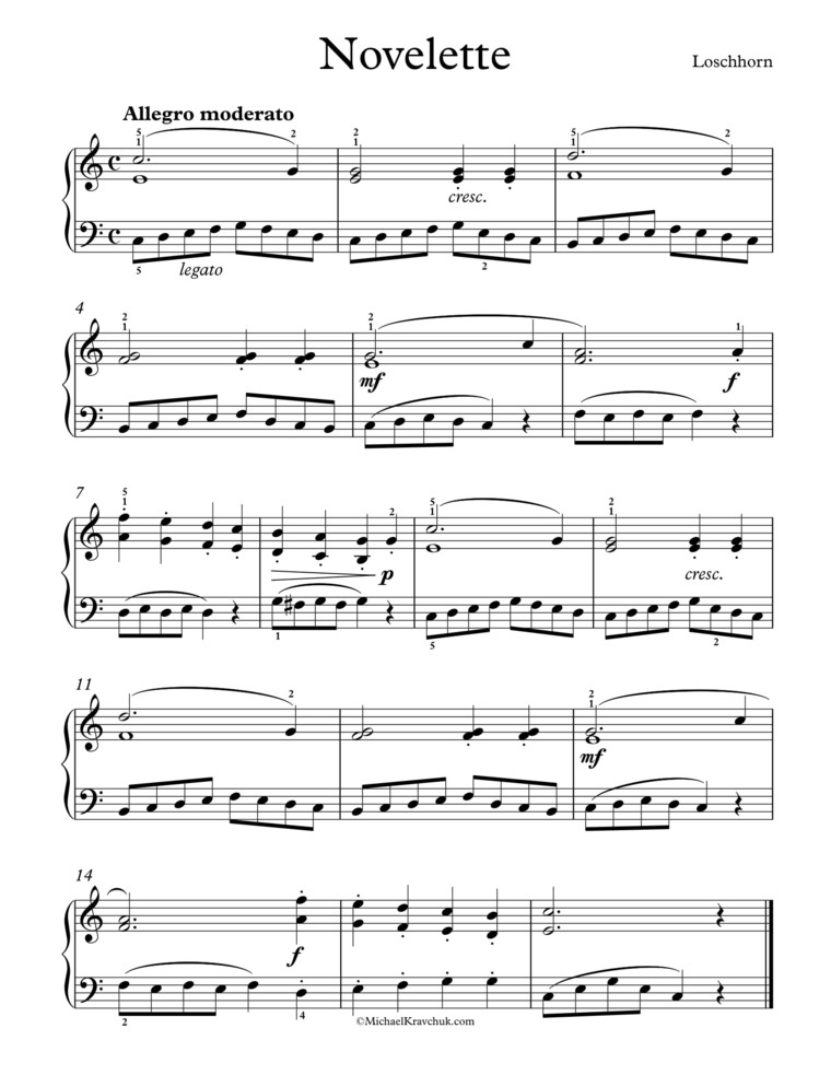 Free Piano Sheet Music - Novelette - Loschhorn