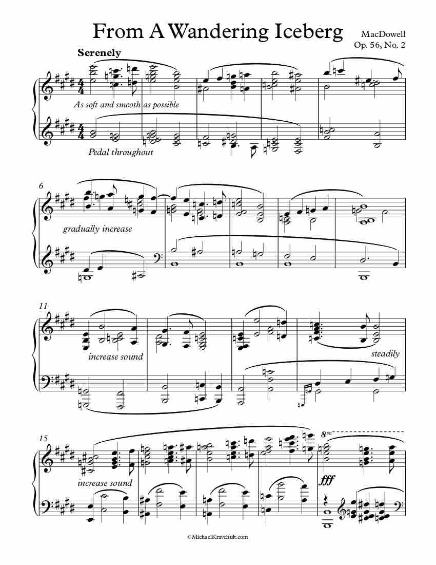 Free Piano Sheet Music - From A Wandering Iceberg Op. 56, No. 2 - MacDowell