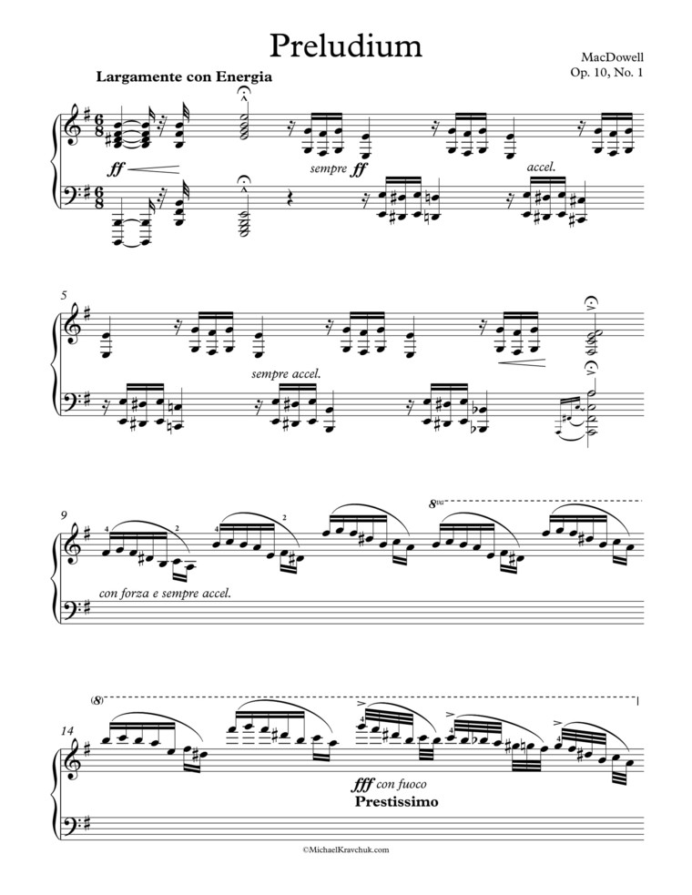 Free Piano Sheet Music - Preludium Op. 10, No. 1 - MacDowell
