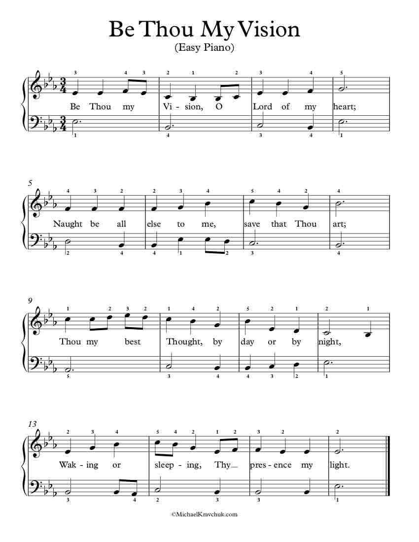 Free Piano Arrangement Sheet Music - Be Thou My Vision(2) - Easy