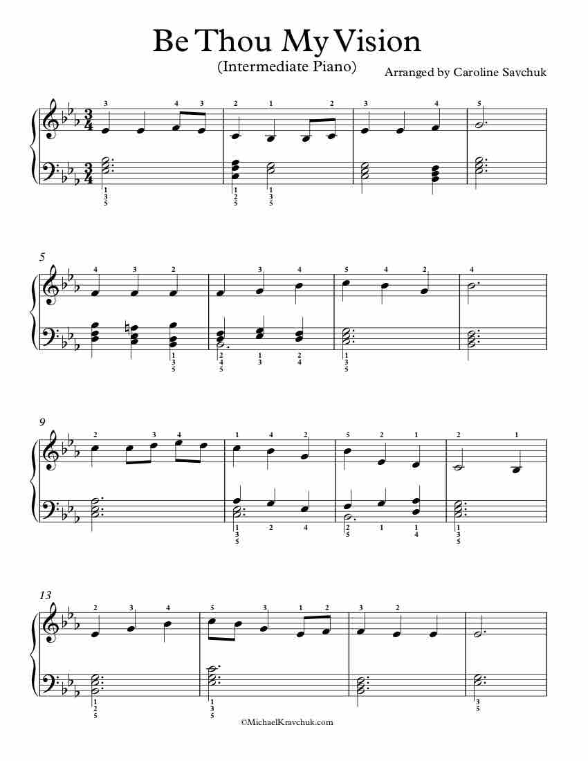 Free Piano Arrangement Sheet Music - Be Thou My Vision(2) - Intermediate
