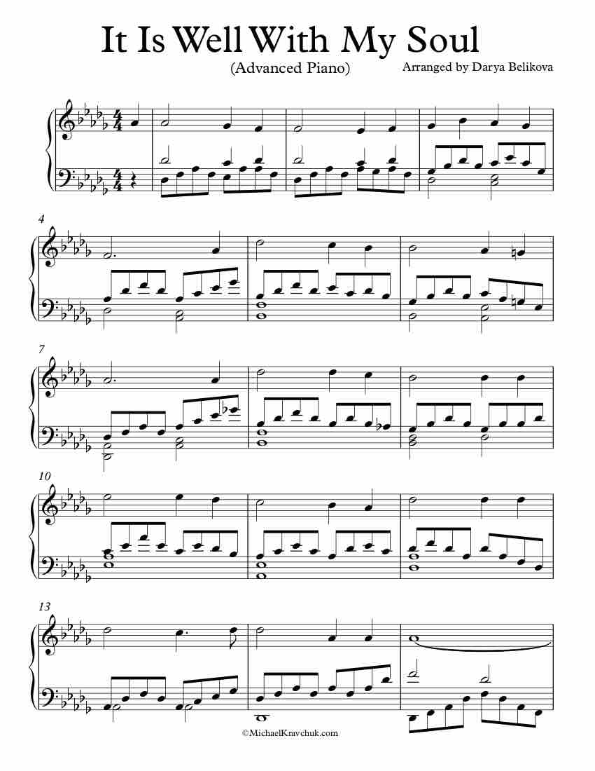 Free Piano Arrangement Sheet Music - It Is Well With My Soul - Advanced