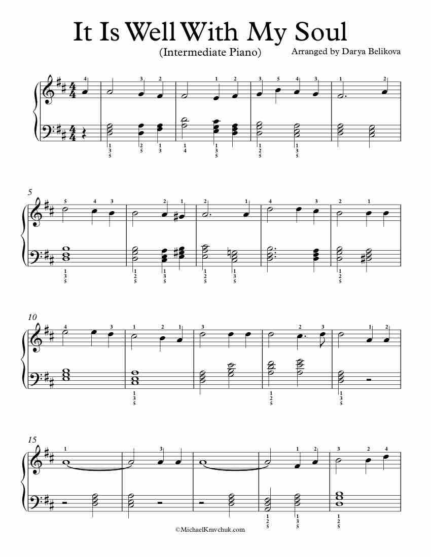 Free Piano Arrangement Sheet Music - It Is Well With My Soul - Intermediate