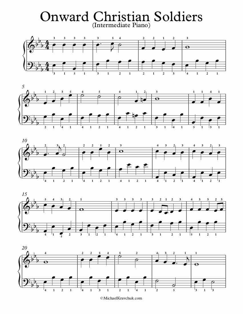 Free Piano Arrangement Sheet Music - Onward Christian Soldiers - Intermediate