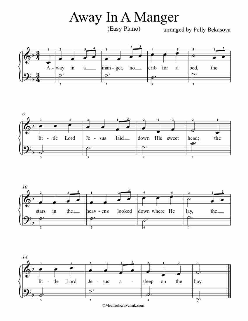 Free Piano Arrangement of Away In A Manger (Cradle Song)