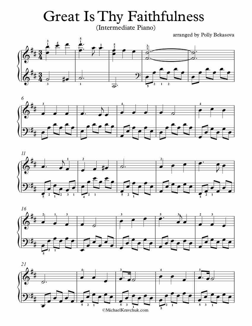 Free Piano Arrangement Sheet Music - Great Is Thy Faithfulness