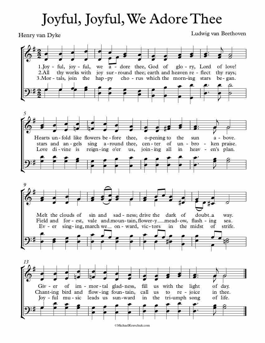 Free Choir Sheet Music - Joyful, Joyful We Adore Thee